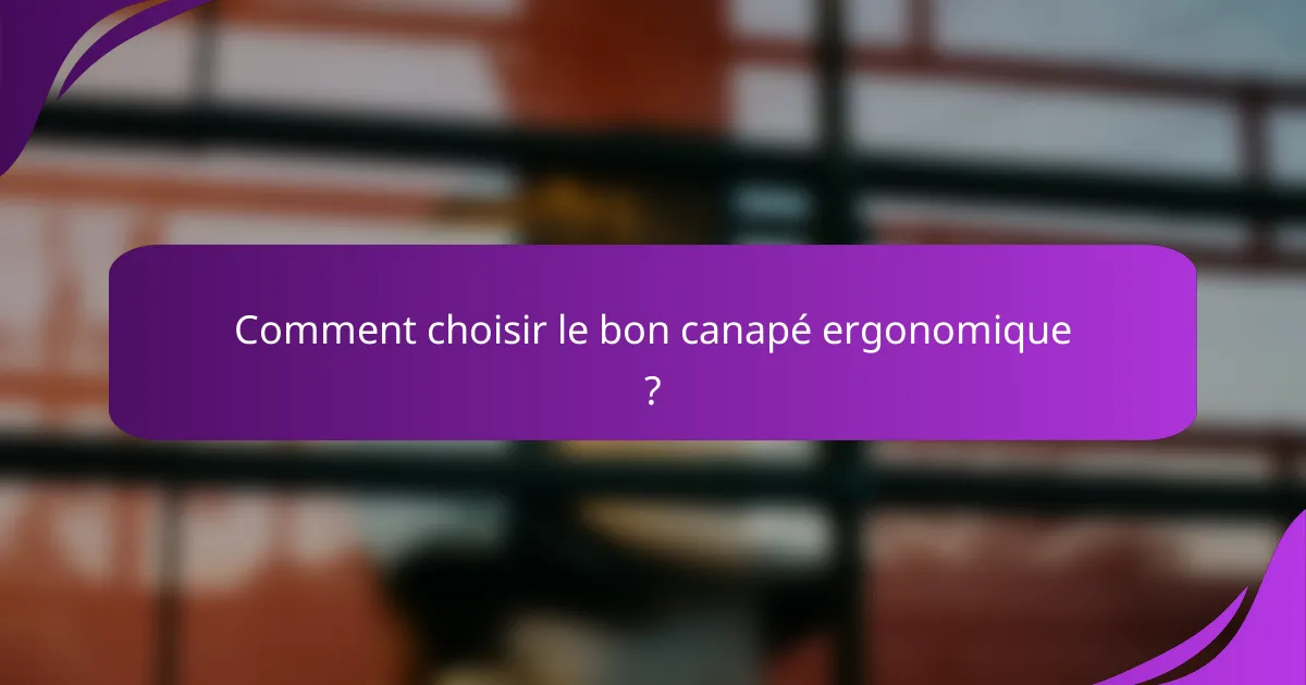 Comment choisir le bon canapé ergonomique ?
