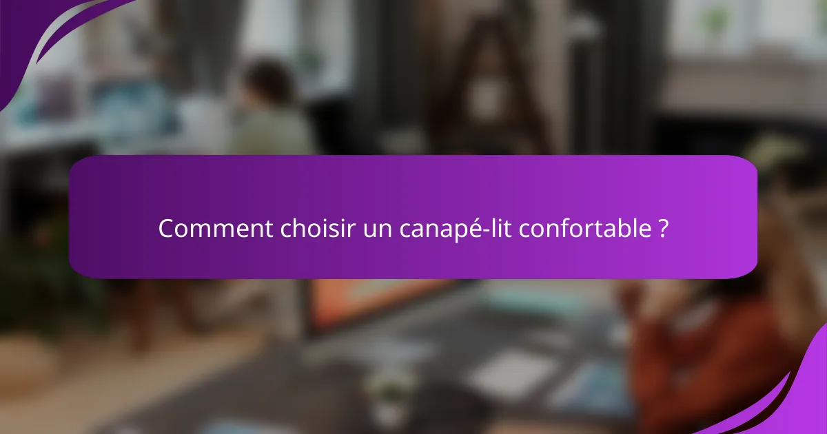 Comment choisir un canapé-lit confortable ?