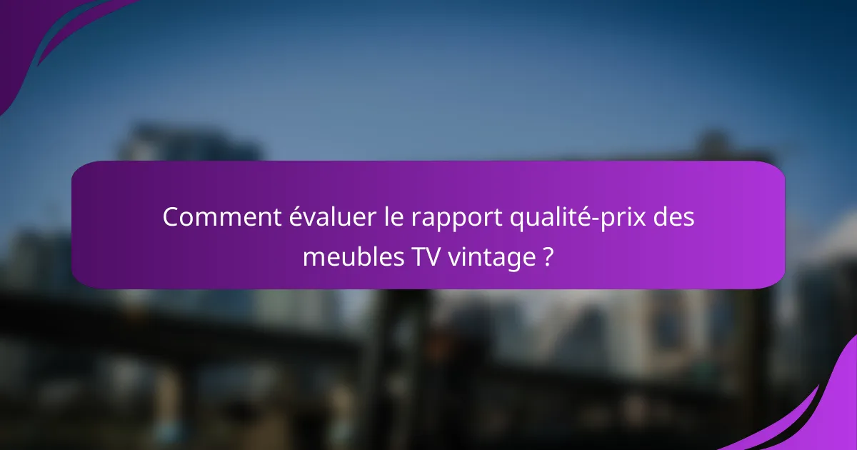 Comment évaluer le rapport qualité-prix des meubles TV vintage ?
