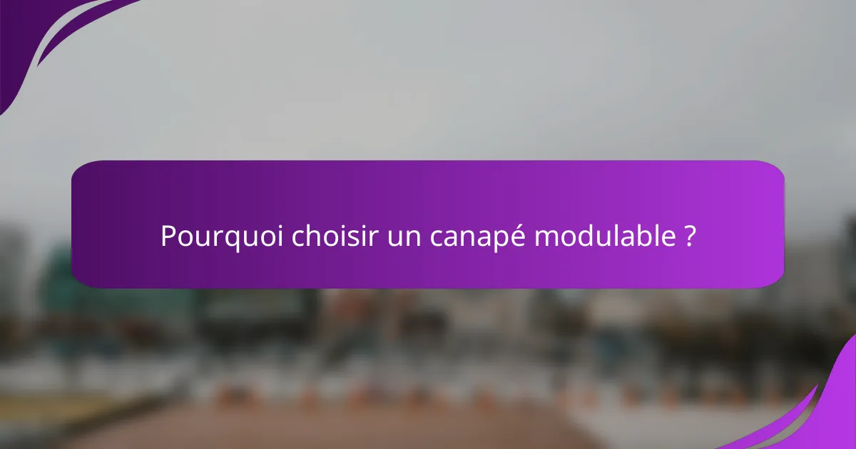 Pourquoi choisir un canapé modulable ?