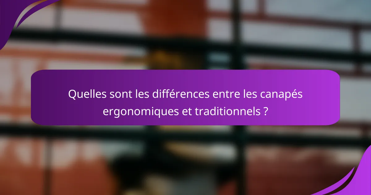 Quelles sont les différences entre les canapés ergonomiques et traditionnels ?