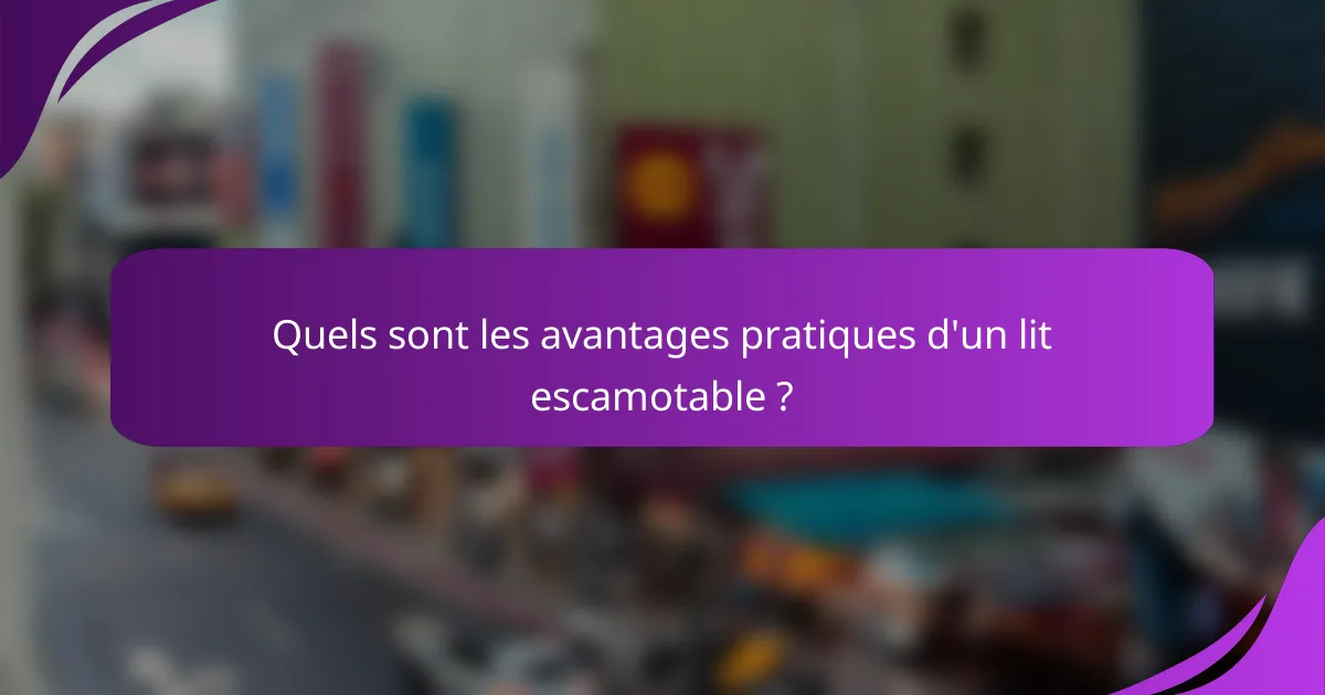 Quels sont les avantages pratiques d'un lit escamotable ?