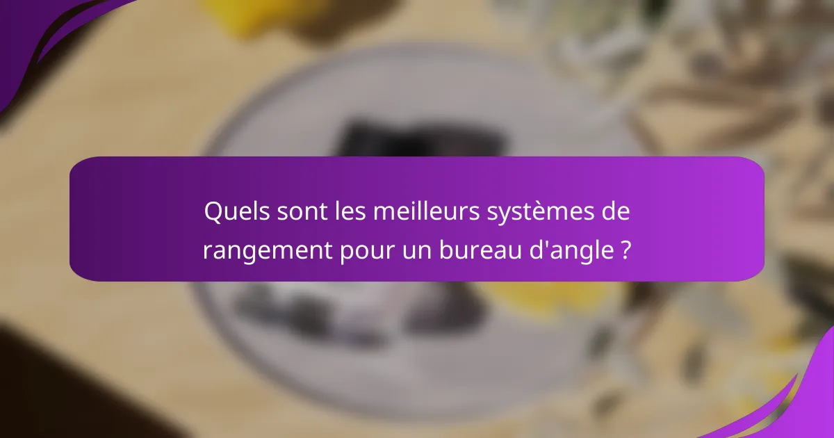 Quels sont les meilleurs systèmes de rangement pour un bureau d'angle ?