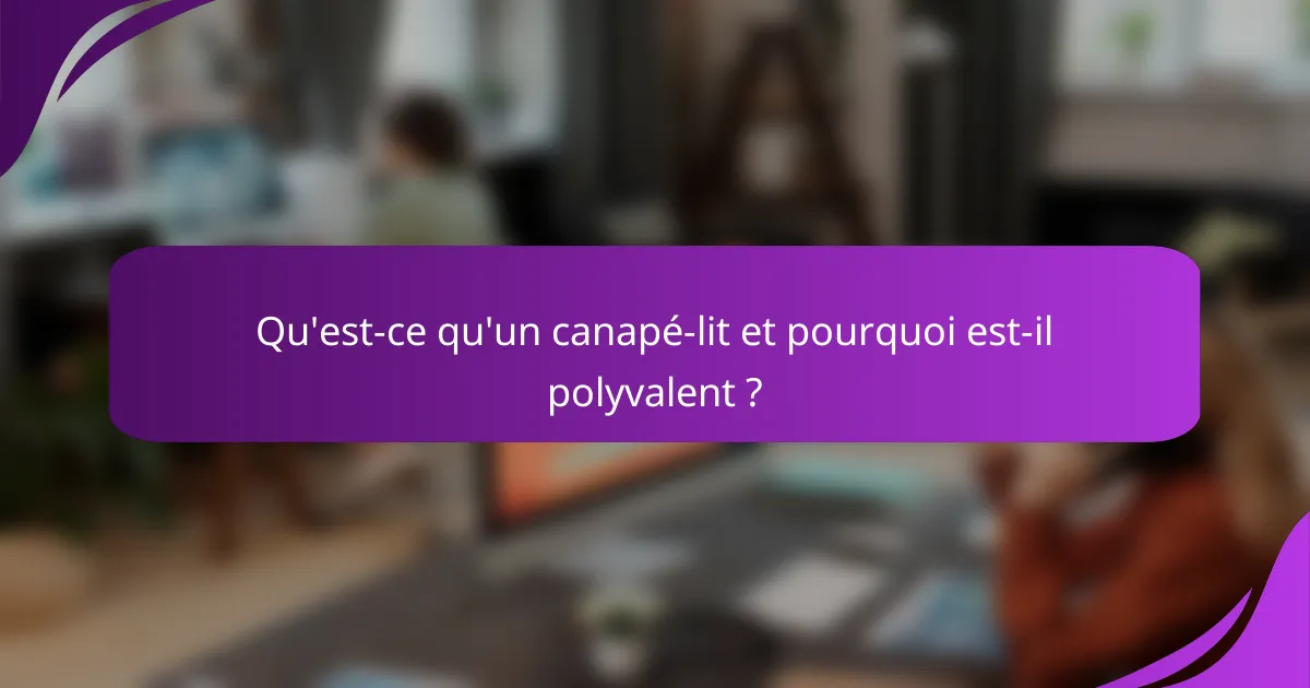 Qu'est-ce qu'un canapé-lit et pourquoi est-il polyvalent ?